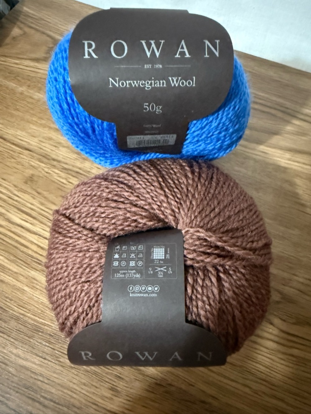 Rowan Norwegian Wool Yarn - Brown and Blue